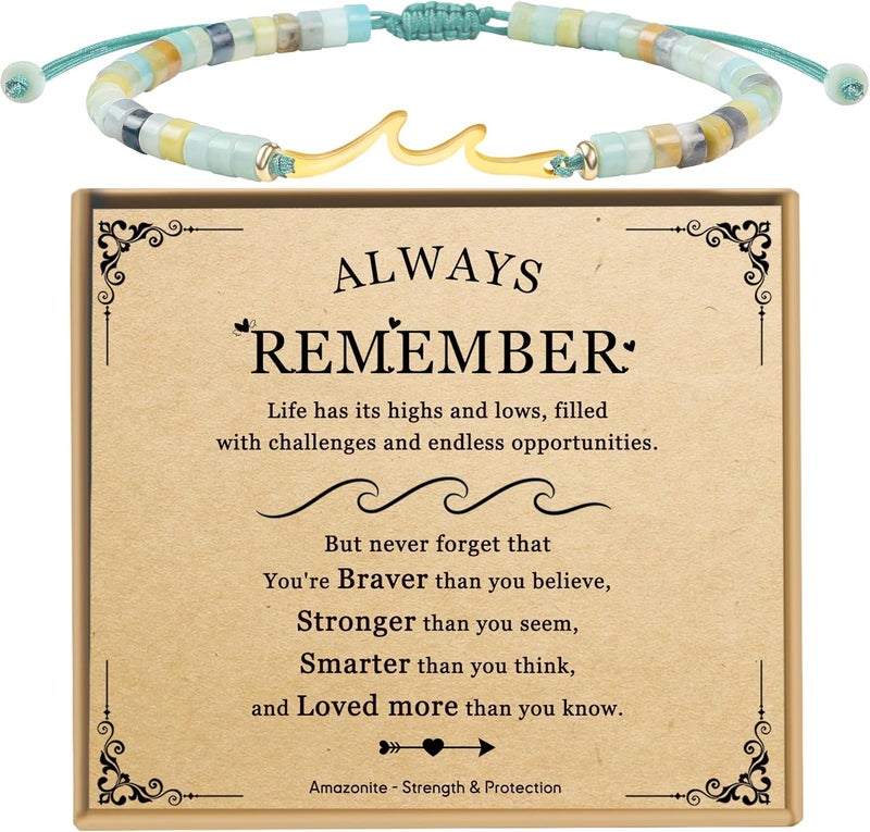 Sereney Birthday Gifts for Women, Wave Bracelet as 13th 16th 18th 21st 40th 50th 60th Birthday Gifts for Girls, Adjustable Natural Stone Bracelet as Valentines Day Gifts for Teen Girls Gifts Idea - Image 1